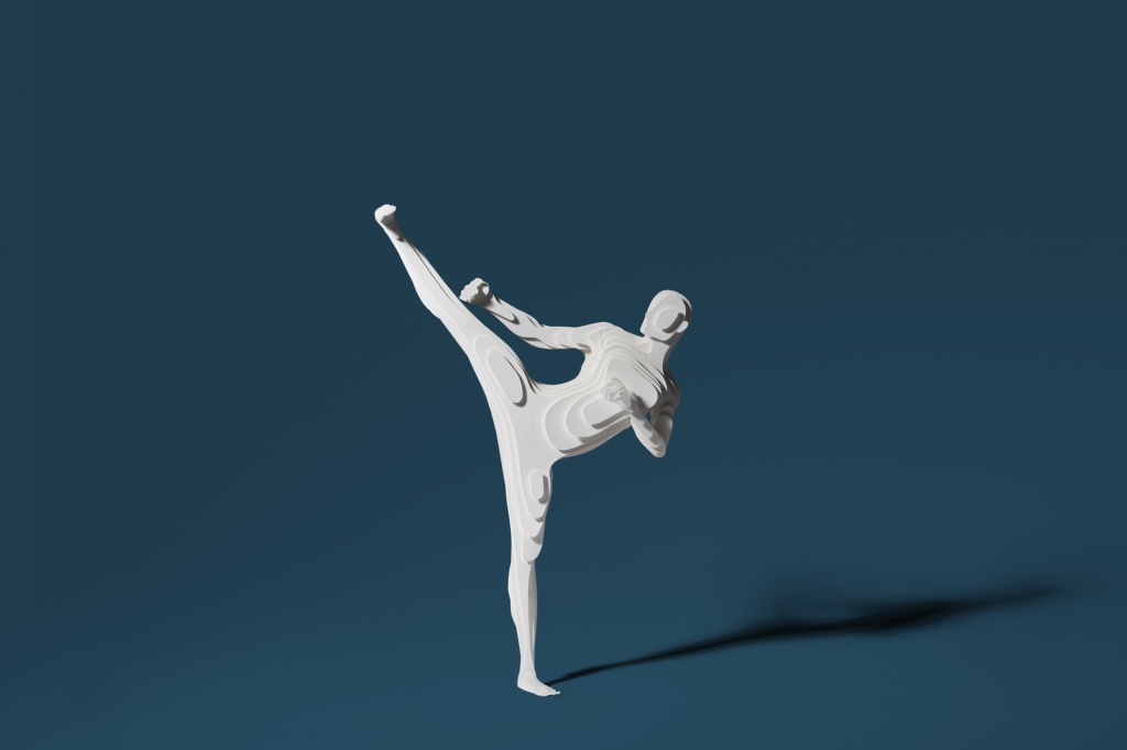 UFC drug policy: Cartoon image of a person doing a high kick