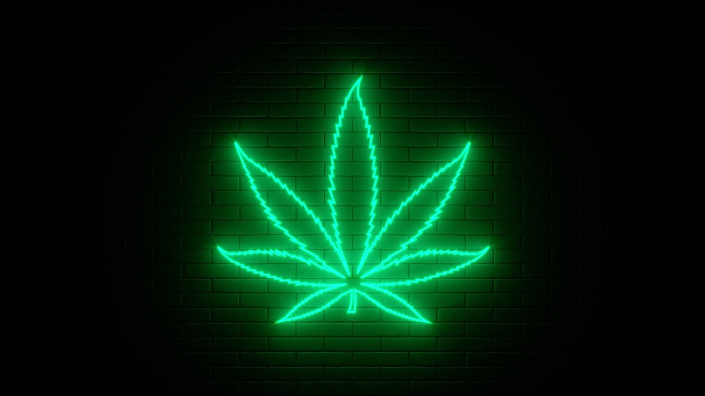 cannabis leaf neon marketing