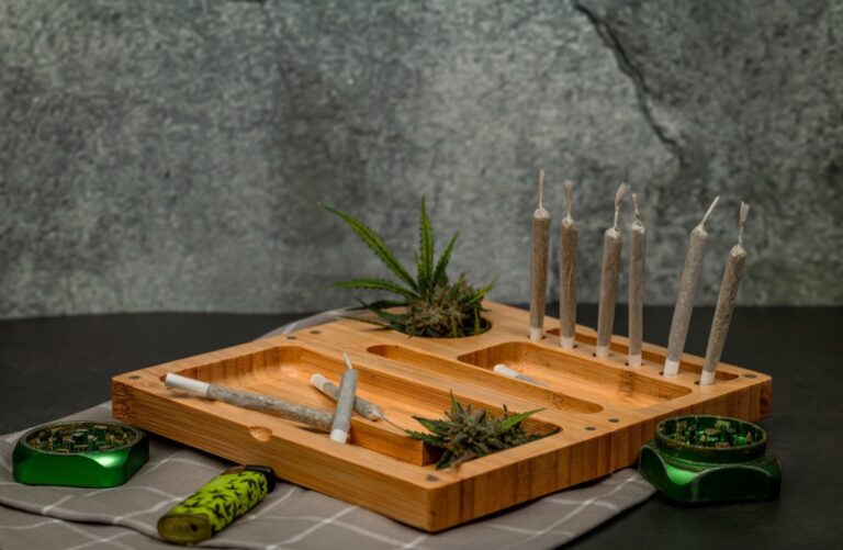 rolling trays with joints and bud