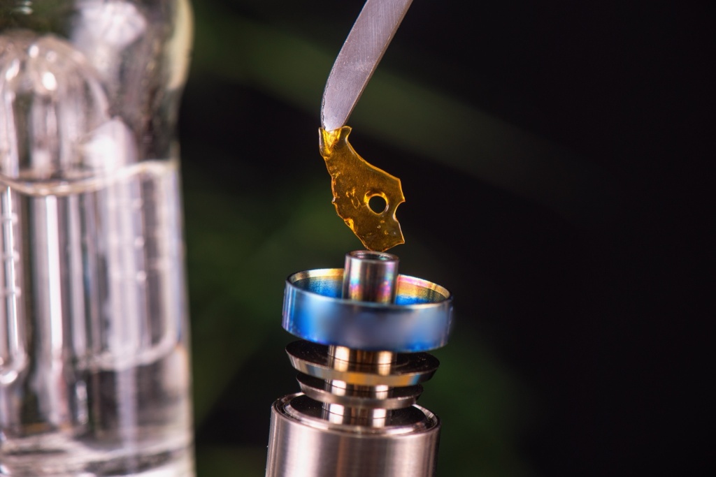cannabis concentrate on a dab rig
