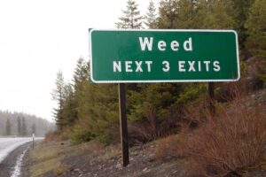 weed exit sign cannabis travel