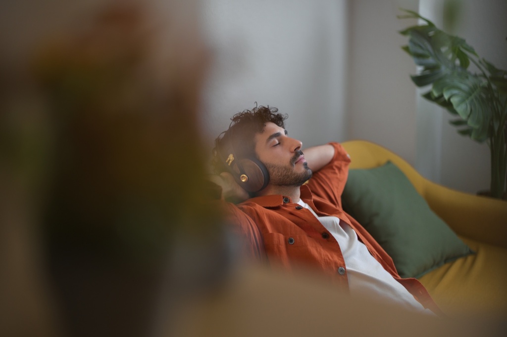 man listening to music