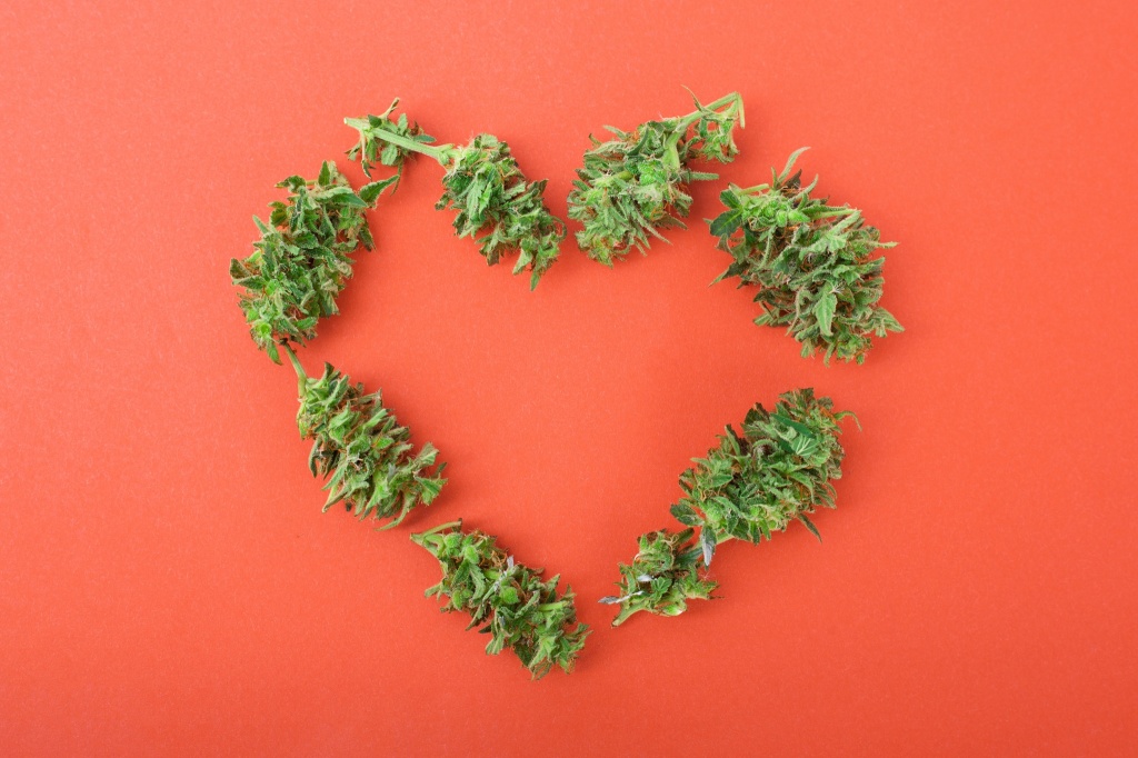 heart made of cannabis buds cannabis after breakup