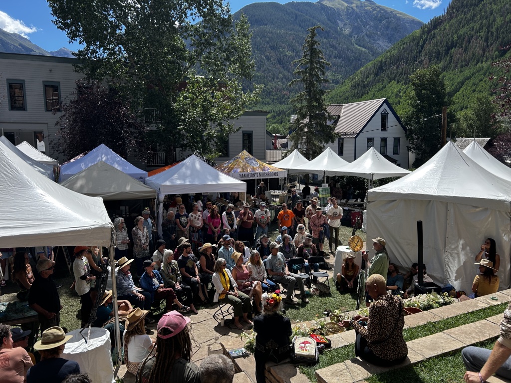 people gathered at telluride mushroom festival